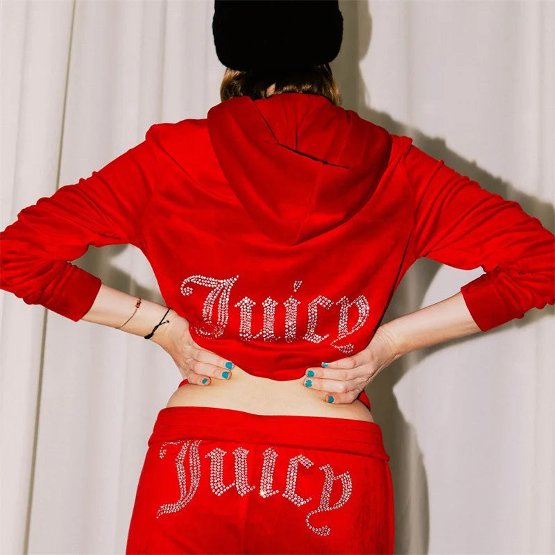 Luxe Korean Velvet Rhinestone Leisure Set
