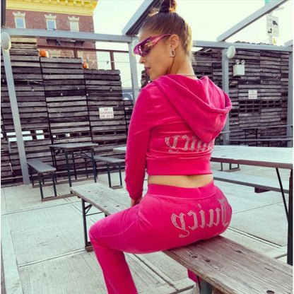 Luxe Korean Velvet Rhinestone Leisure Set